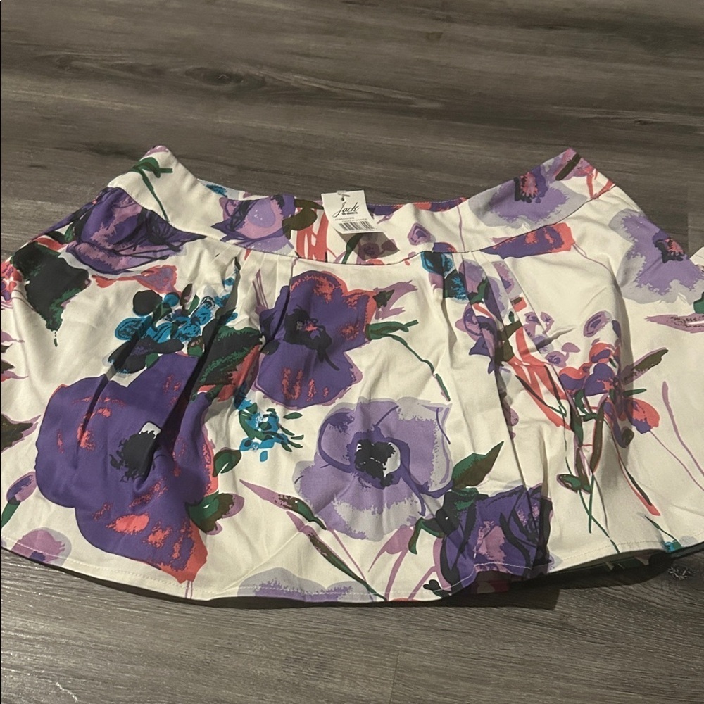 Purple and White Floral Skater Skirt